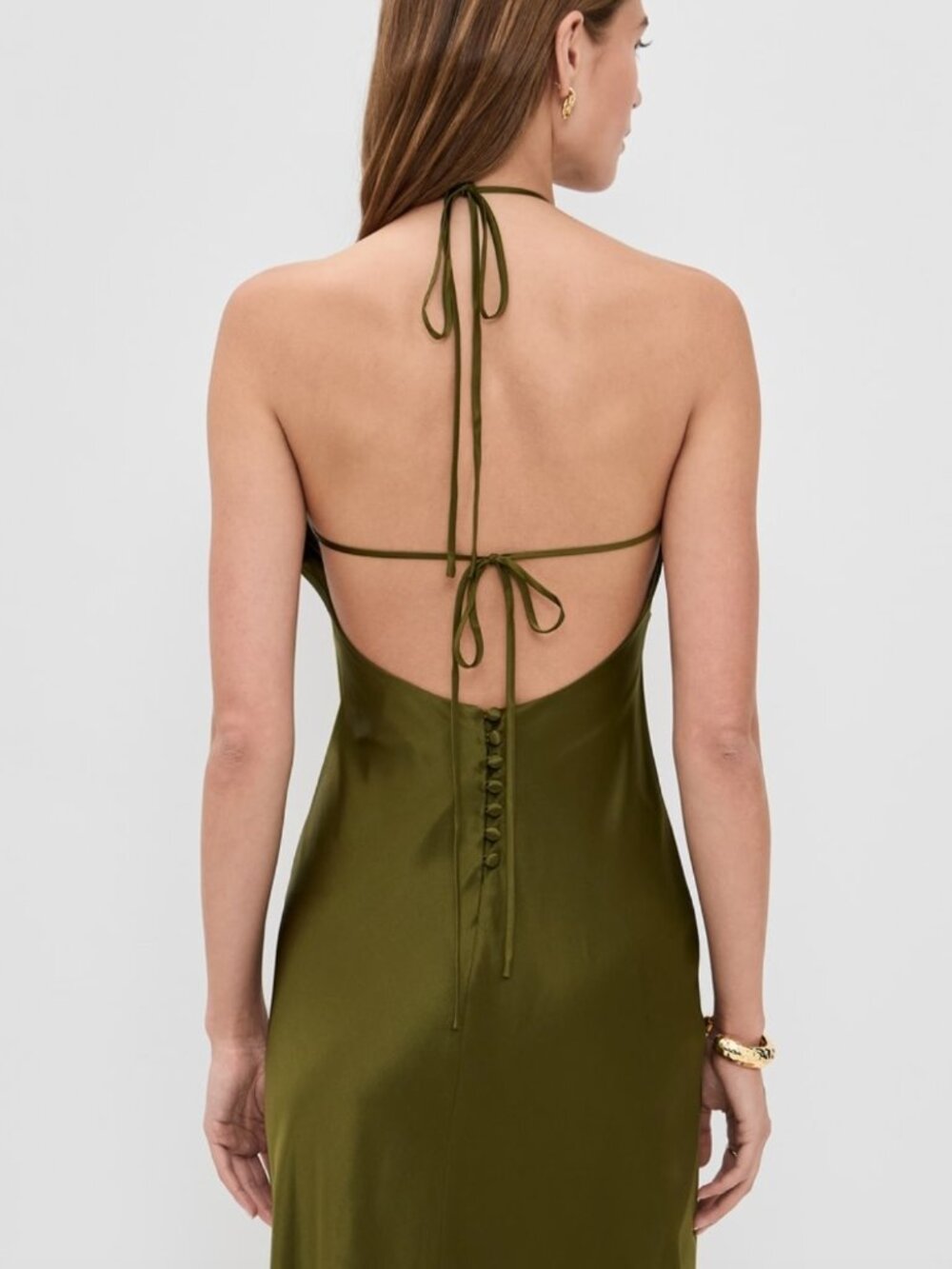 NWET Reformation Jeany Silk Dress Moss Garden Size L - Picture 3 of 7